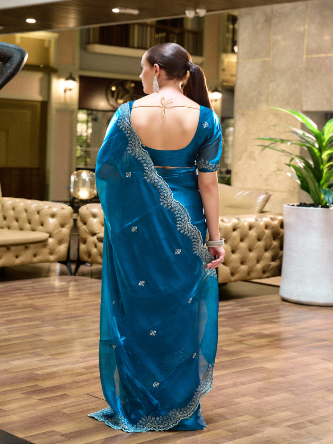 Shimmer Chiffon Saree with Intricate Embroidery