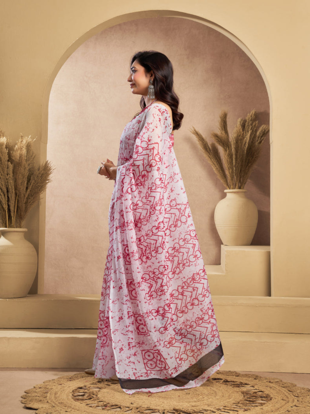 Linen Motifs Printed Ready-to-Wear Saree