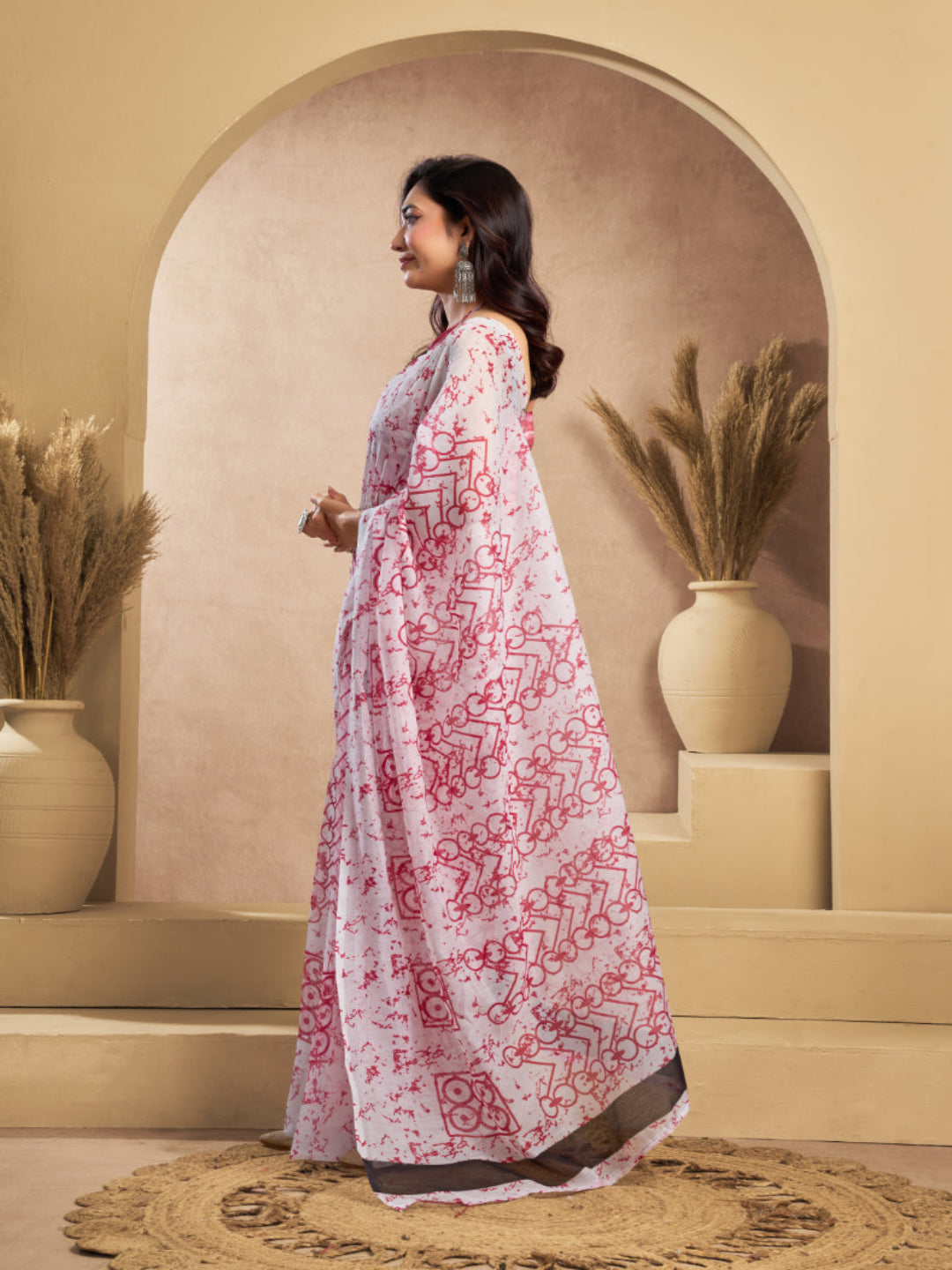 Linen Motifs Printed Ready-to-Wear Saree