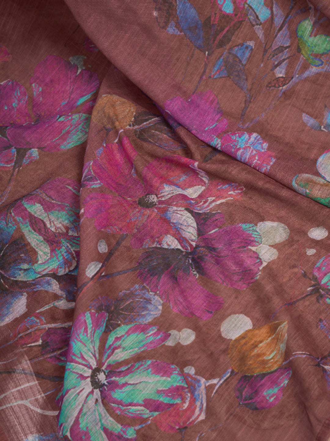 Digital Floral Printed Ready-to-Wear Linen Saree
