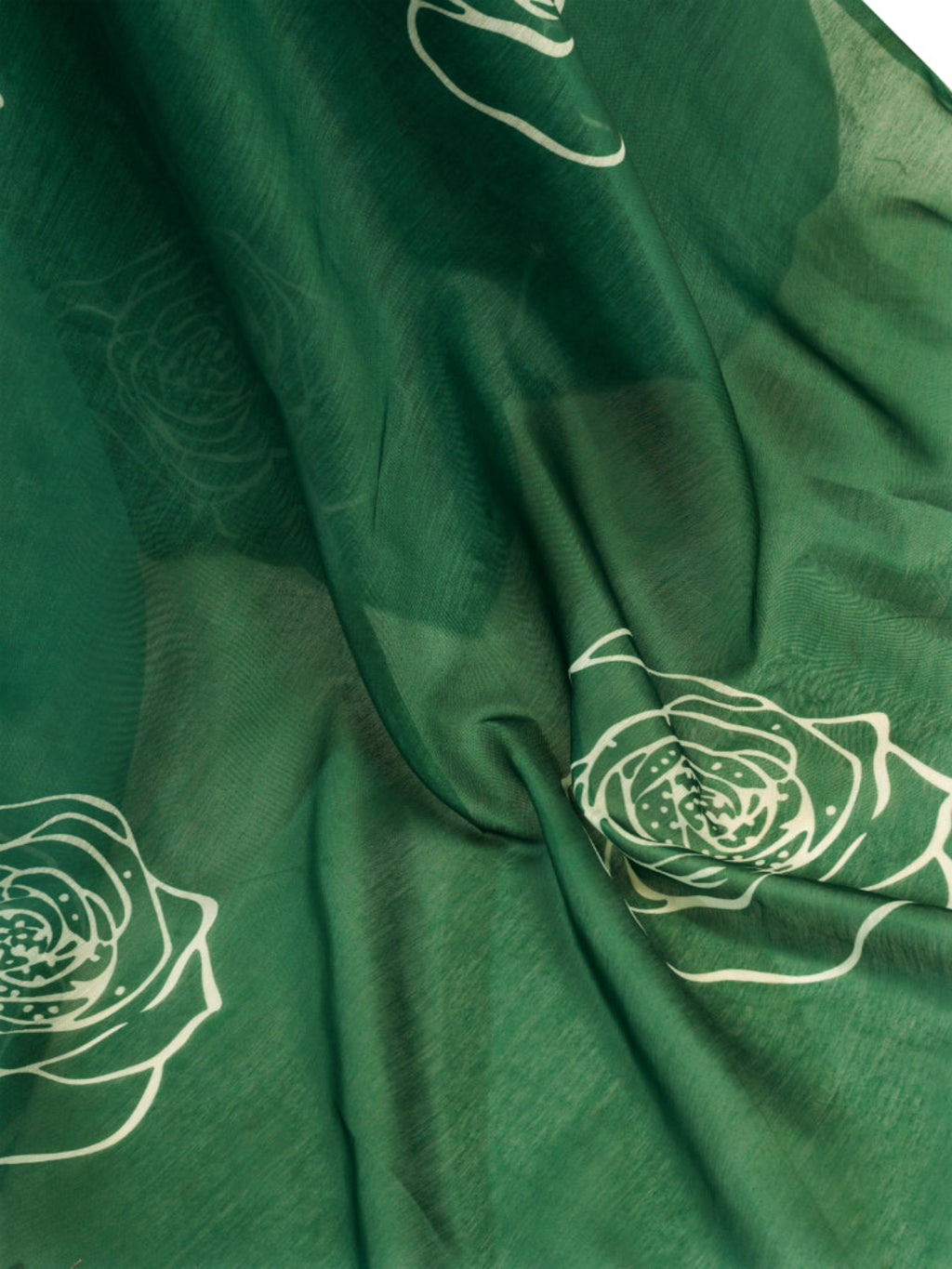 Emerald Linen ready to wear Saree with White Rose Digital Prints