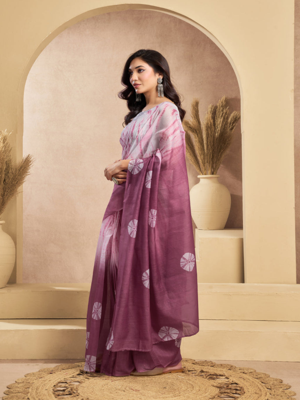 Emerald Dual color Linen ready to wear Saree with White Rose Digital Prints