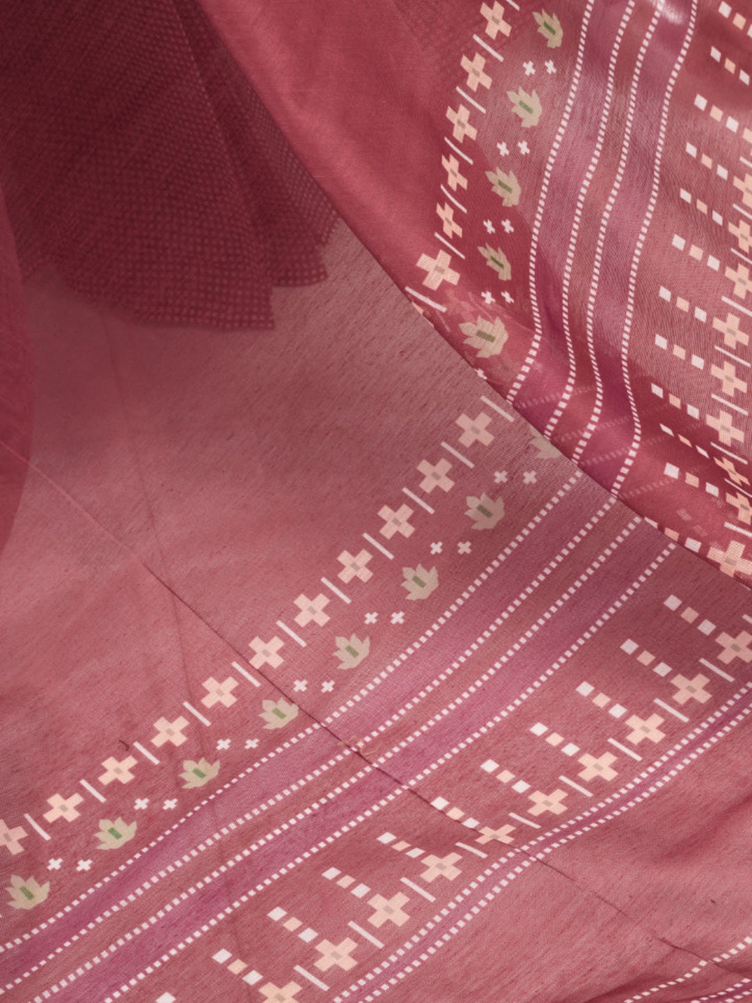 Maroon Color Printed linen ready to wear saree with pocket