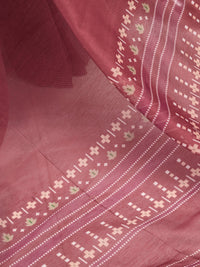 Maroon Color Printed linen ready to wear saree with pocket