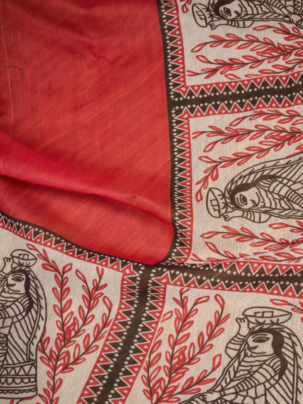 Red Color Linen Printed Masterpiece ready to wear saree
