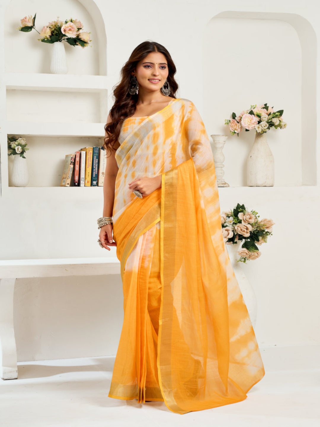 Linen Digital Print ready to wear saree