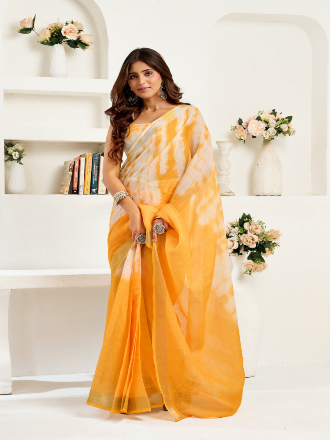 Linen Digital Print ready to wear saree