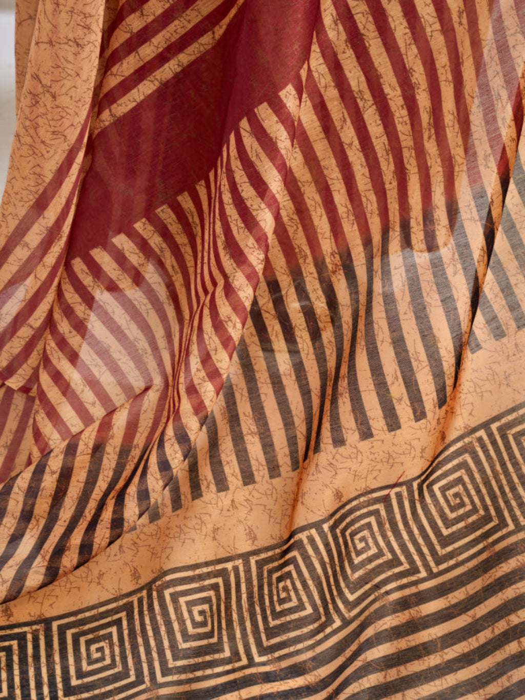 Stripe Golden Mirage Linen Blend zari border ready to wear saree