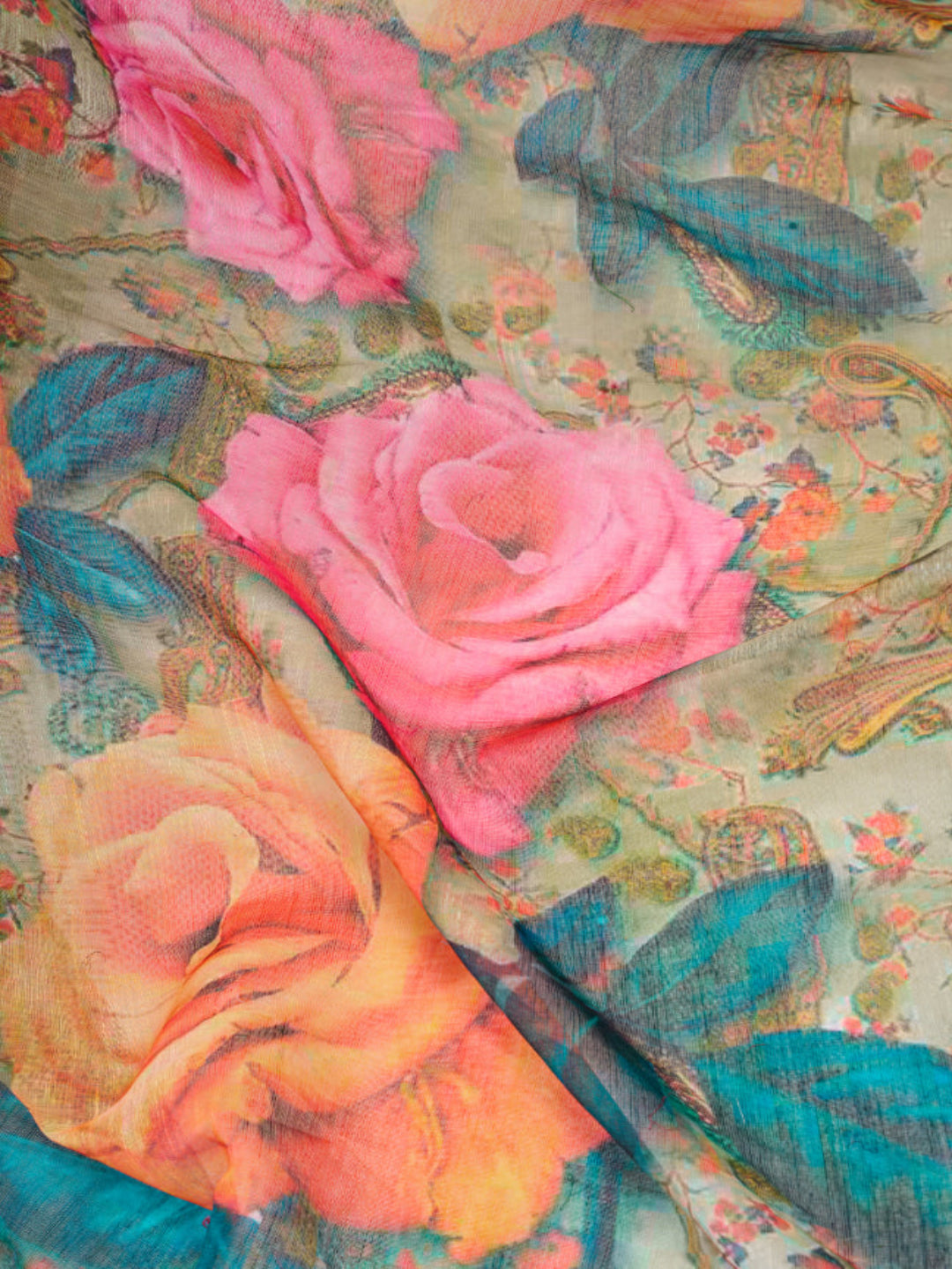 Floral Digital Print Linen Draped Elegance ready to wear saree