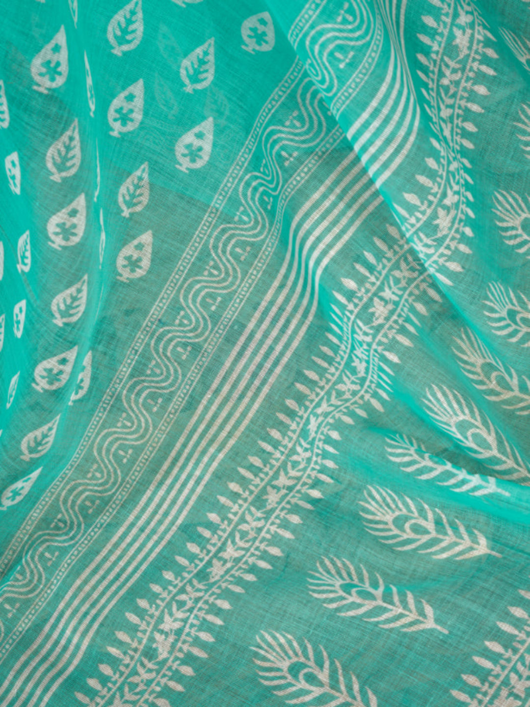 Sea Green Linen Printed ready to wear Saree
