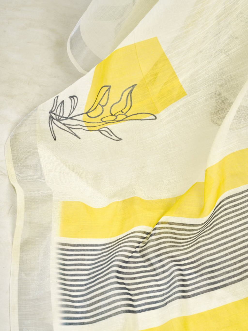 Lightweight Ready-to-Wear Linen Saree in White