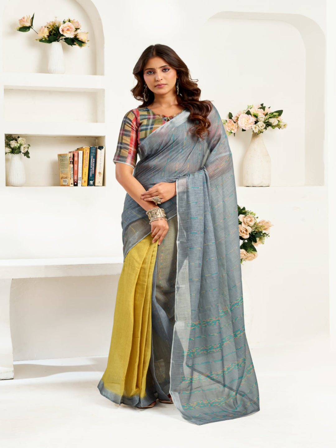 Lightweight Ready-to-Wear Linen Saree