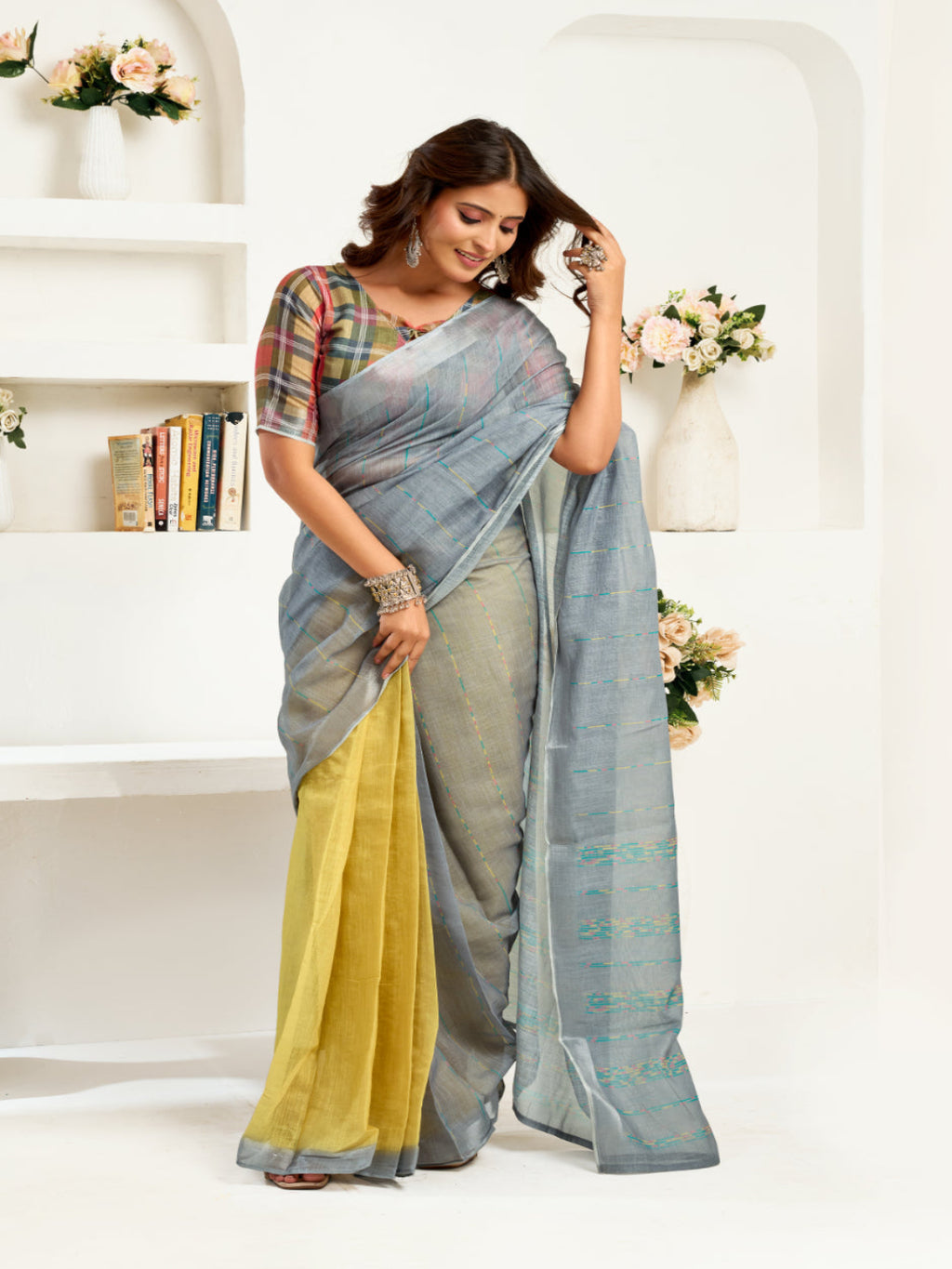 Lightweight Ready-to-Wear Linen Saree