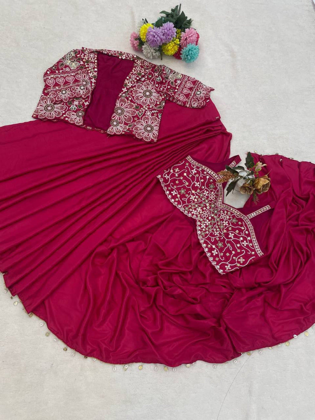 Ready-to-Wear Crepe Silk Saree with Embroidered Jacket