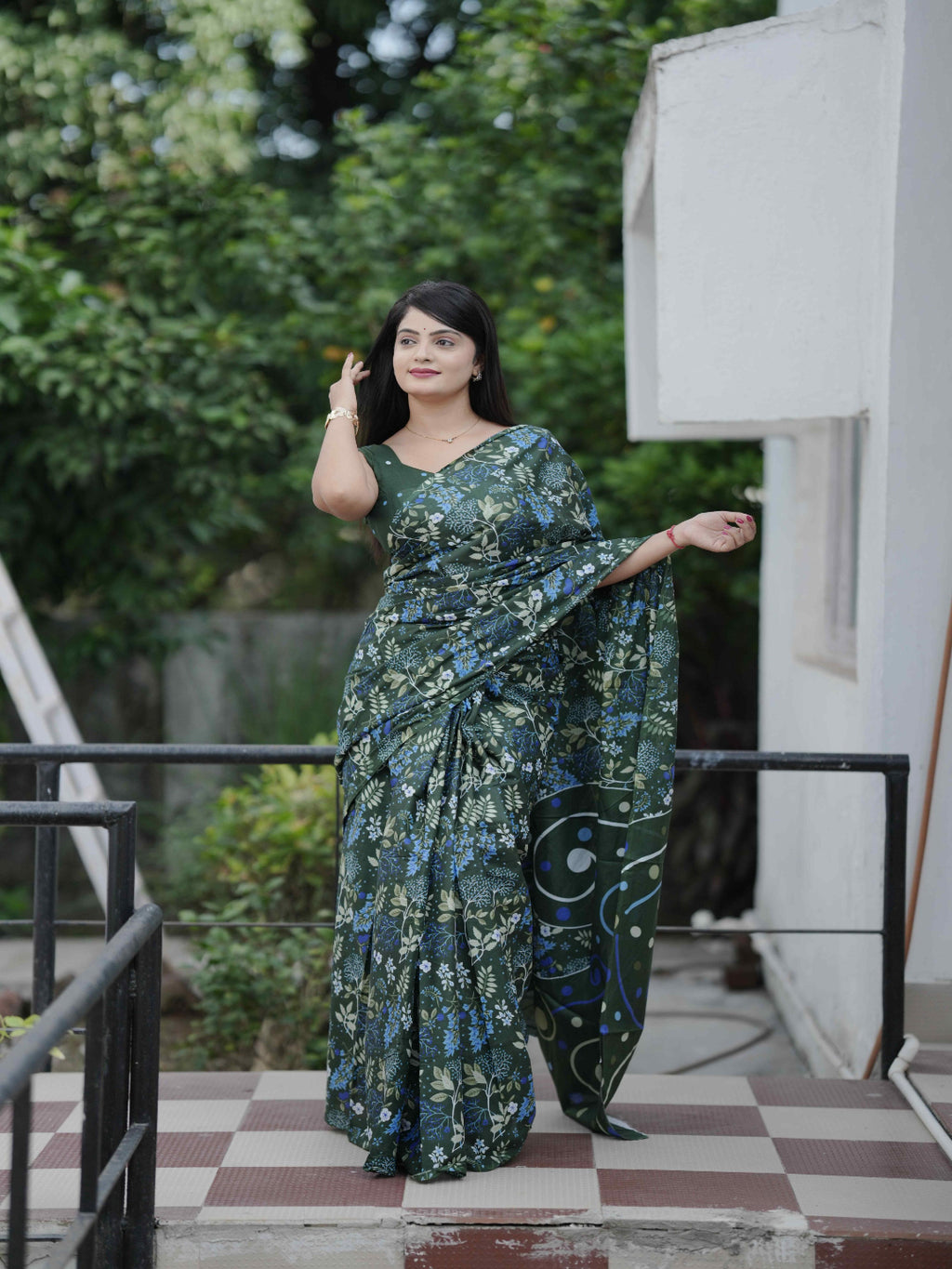 Black Floral Daily Wear Cotton Saree: Focuses on its suitability for everyday comfort and style.