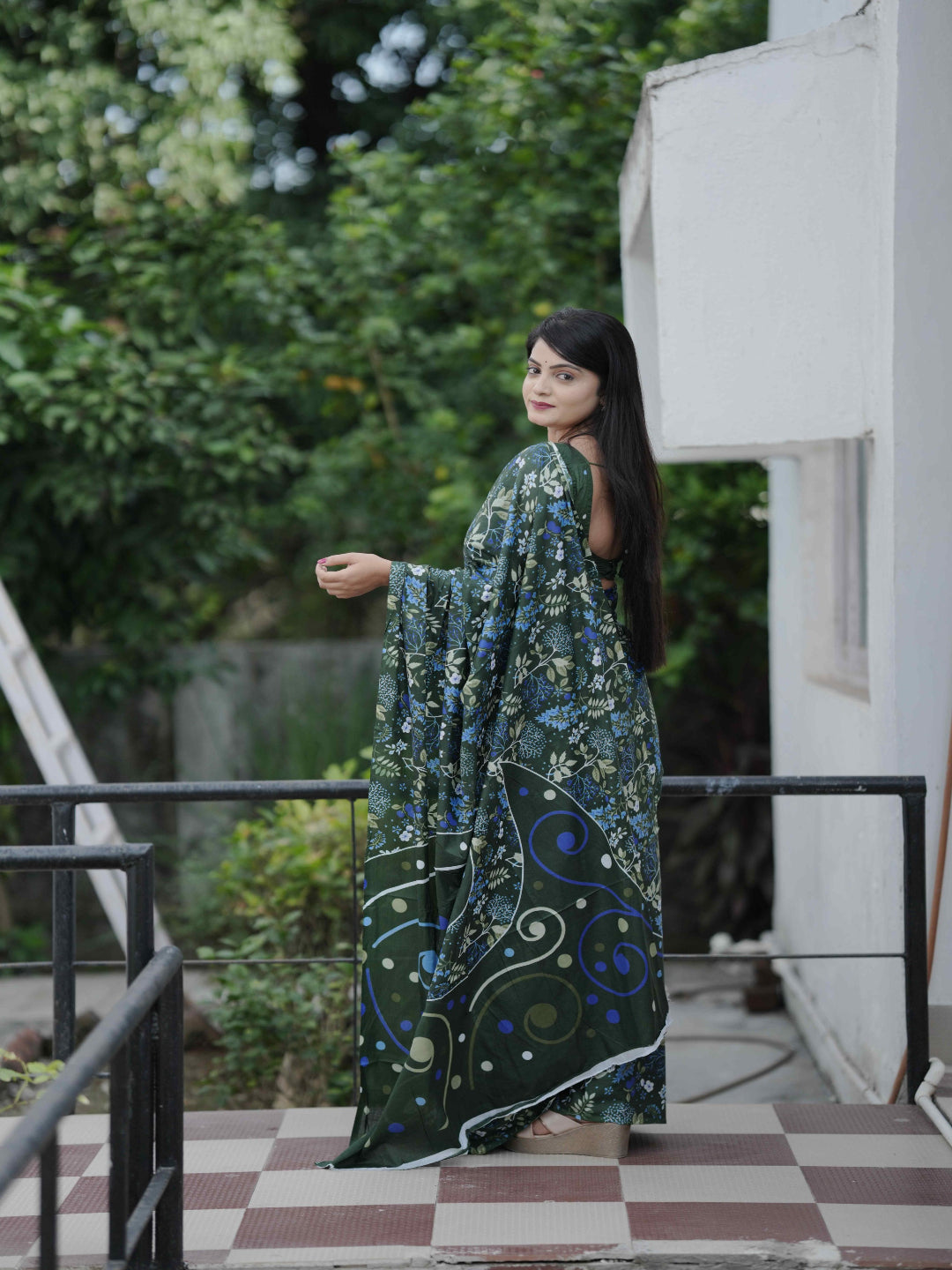 Black Floral Daily Wear Cotton Saree: Focuses on its suitability for everyday comfort and style.