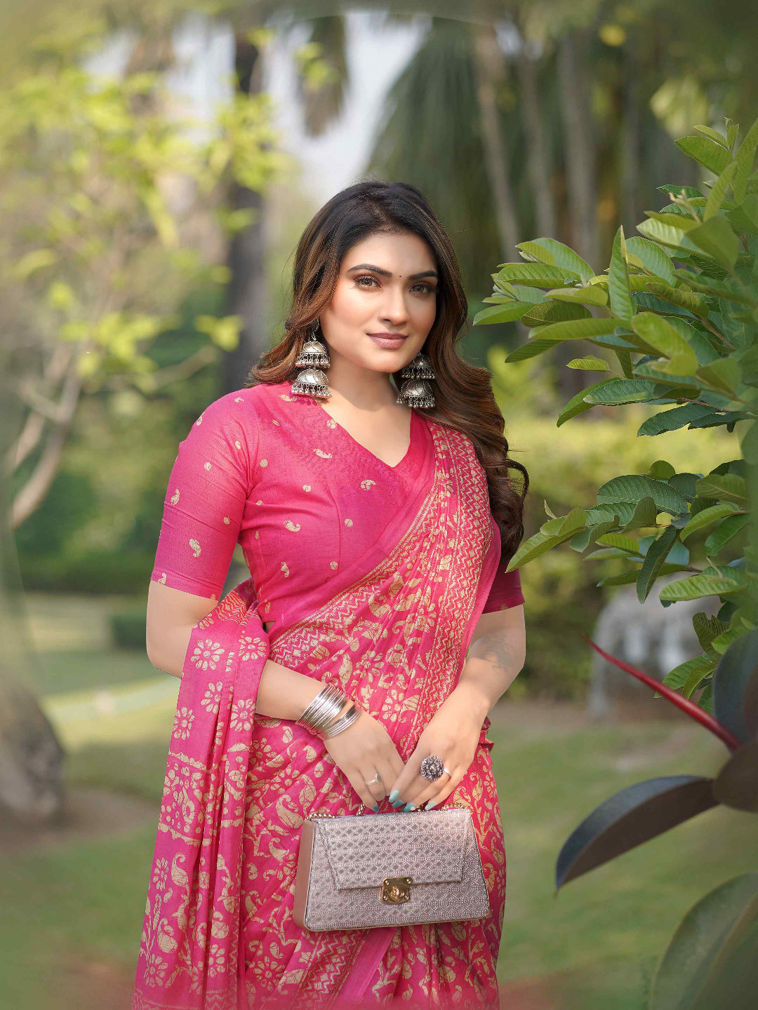 Sea Blue Cotten Saree with Golden Paisley Prints