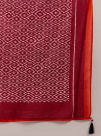 Rama green ikkat print cotton saree with blouse