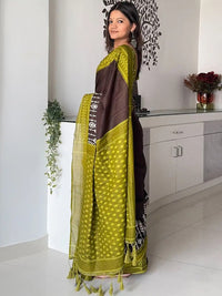 Traditional Ethnic Design Brown Printed Saree