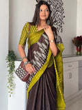 Traditional Ethnic Design Brown Printed Saree
