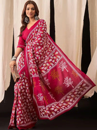 Traditional Ethnic Design Brown Printed Saree