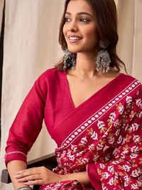 Traditional Ethnic Design Brown Printed Saree