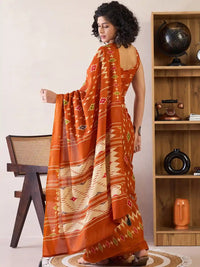 Traditional Ethnic Design Brown Printed Saree