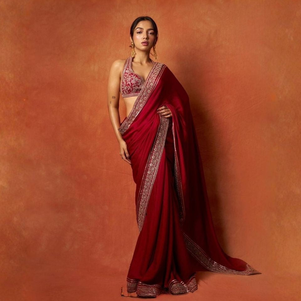 Manshi Crunchy Silk Sequin Embroidered Saree