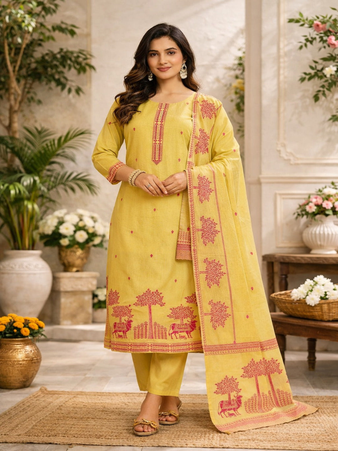 Women hand embroidered chikankarey kurta set