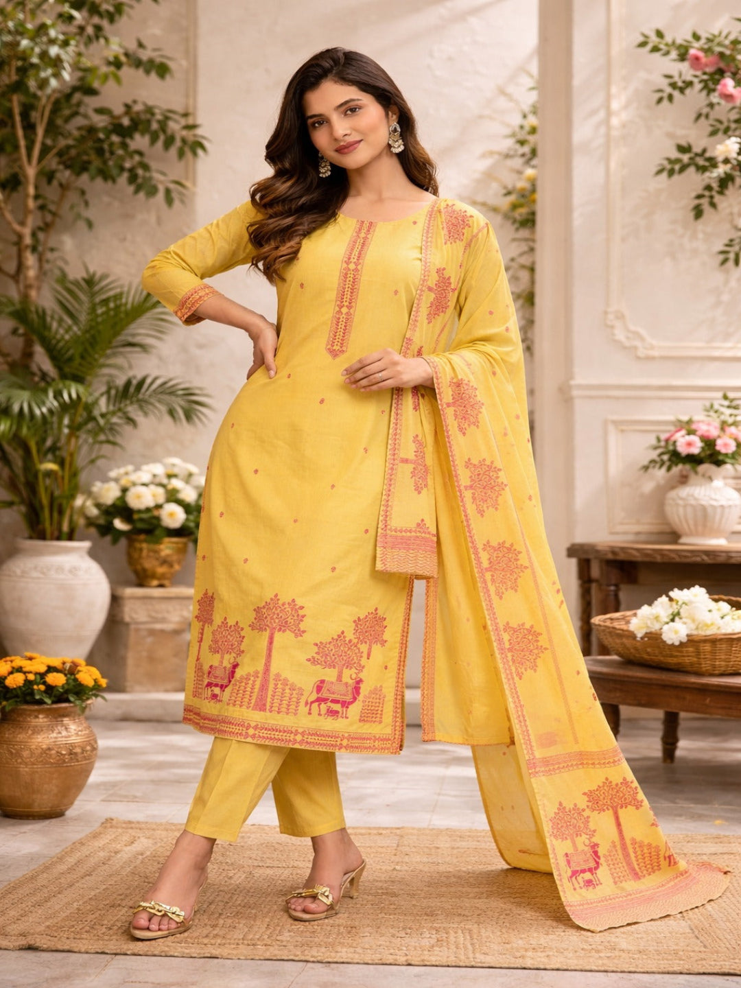 Women hand embroidered chikankarey kurta set