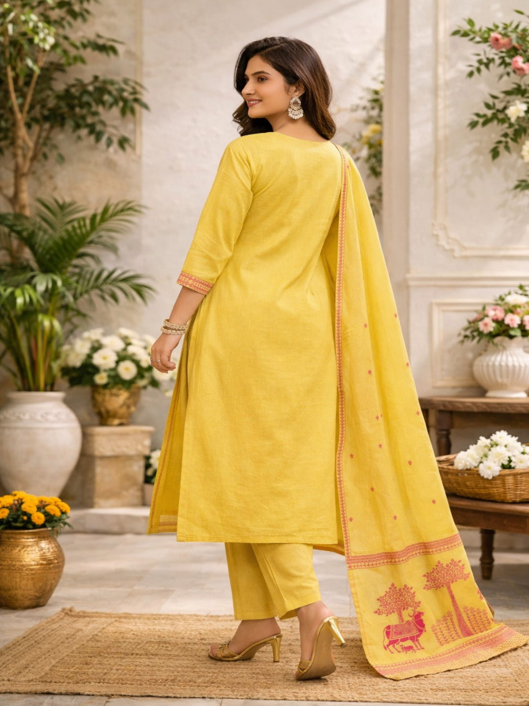 Women hand embroidered chikankarey kurta set
