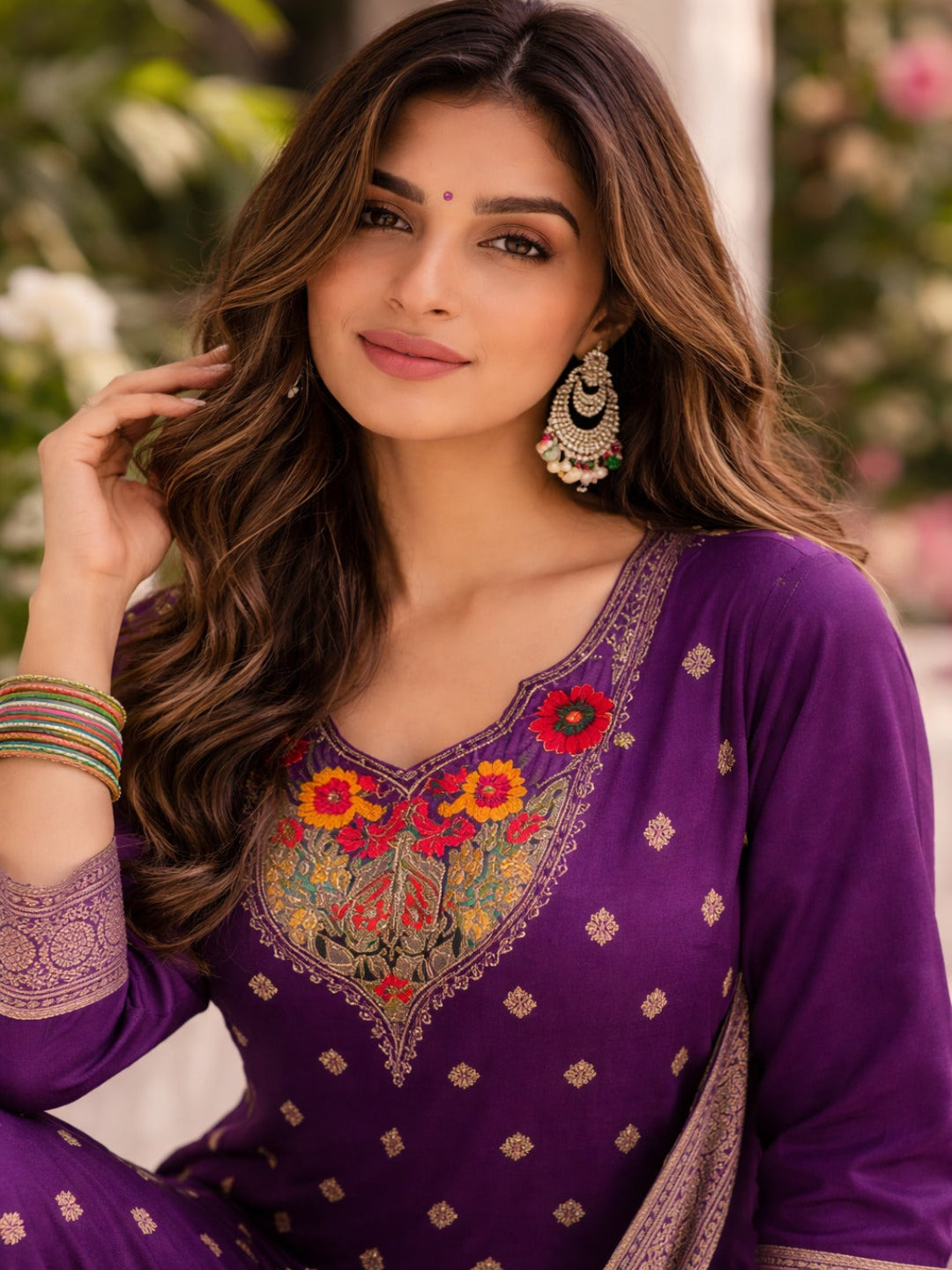 Golden Zari Woven Silk kurta Set with dupatta