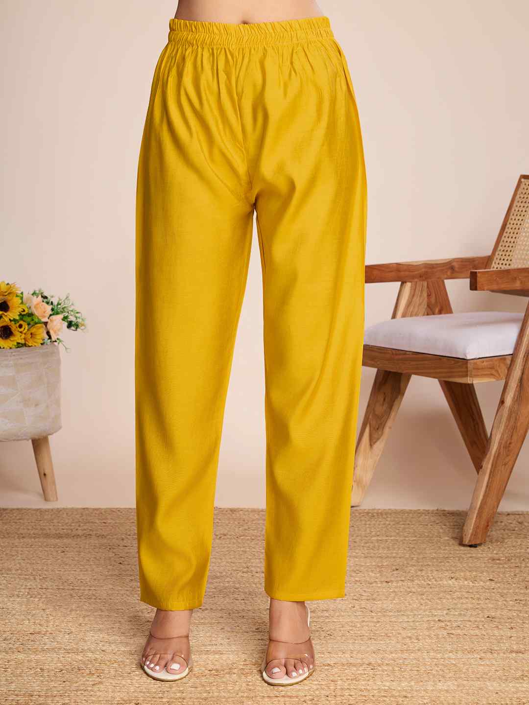 Mustard Yellow Roman Silk Embroidered Kurta Set