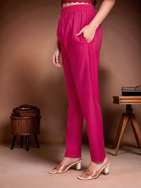 Magenta Mirror Work Embroidered Kurta Set with Dupatta