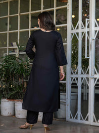 Viscose Rayon Black Kurta with Pants and Dupatta
