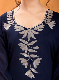 Women's Vichitra Multi Sequence Work Kurta Pant Dupatta Set