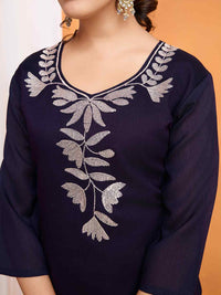 Women's Vichitra Multi Sequence Work Kurta Pant Dupatta Set