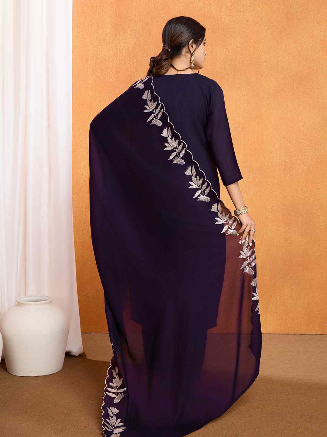 Women's Vichitra Multi Sequence Work Kurta Pant Dupatta Set