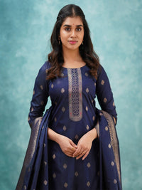 Navy Blue Paithani Silk Salwar Suit