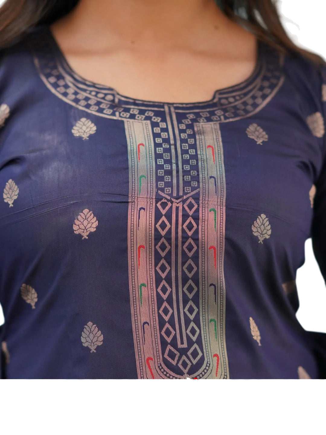 Navy Blue Paithani Silk Salwar Suit