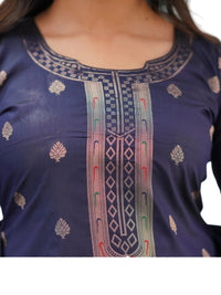 Navy Blue Paithani Silk Salwar Suit