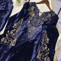 Noir Velvet Sequin Embroidered Gown Palazzo Set