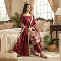 Organza Aura Embroidered Kurta Palazzo Set with Dupatta