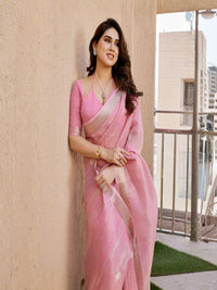 Pastel Aura Tissue Linen Silk Zari Saree