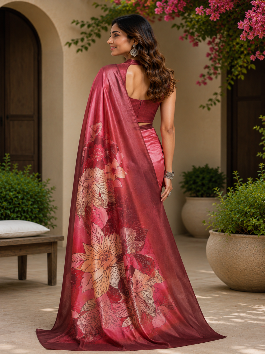 Multi-Color Diamond Block Print Saree cotton ready to wear saree