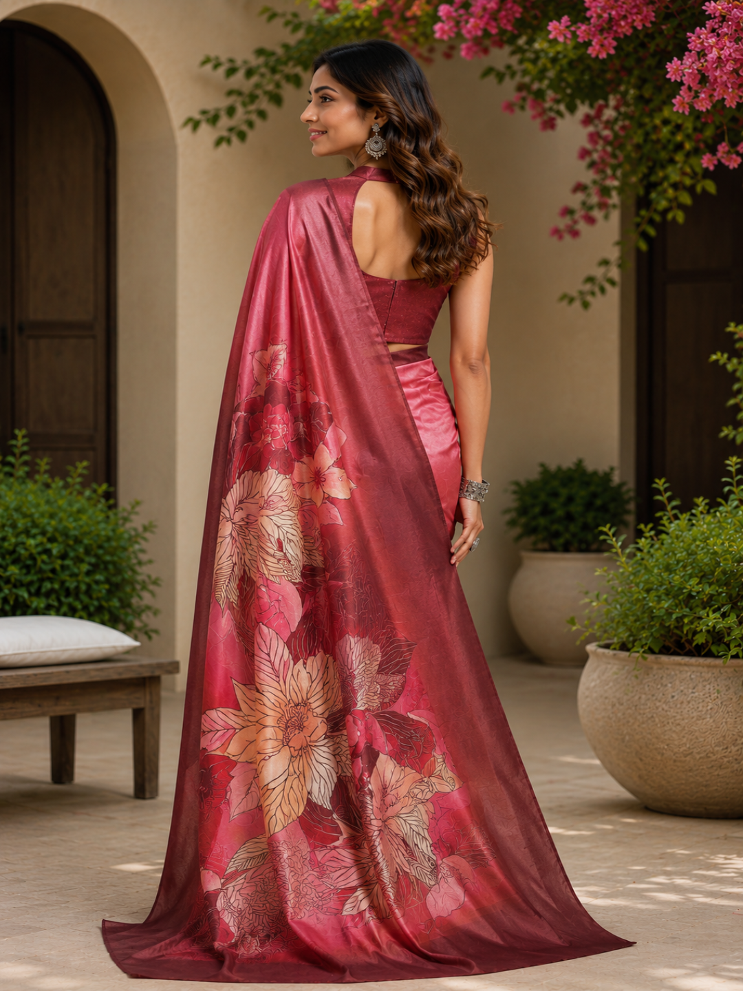 Multi-Color Diamond Block Print Saree cotton ready to wear saree