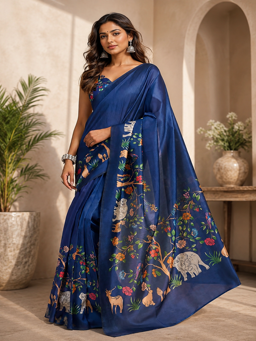 Colorful Diamonds on Chanderi Cotton Saree