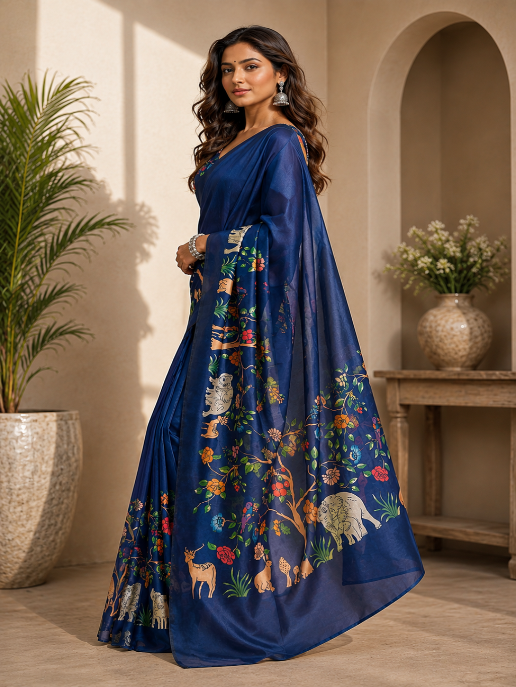 Colorful Diamonds on Chanderi Cotton Saree