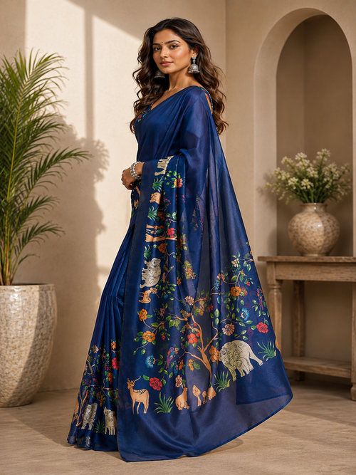 Colorful Diamonds on Chanderi Cotton Saree