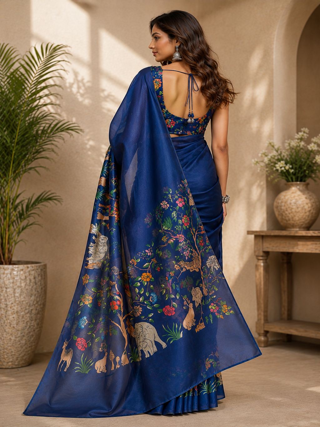 Colorful Diamonds on Chanderi Cotton Saree